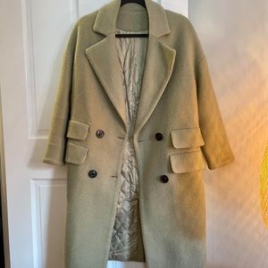 [SOLD] Wool & mohair peacoat/cocoon coat in pistachio green